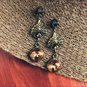 Miss Ellie Amber-Colored Gem Earrings